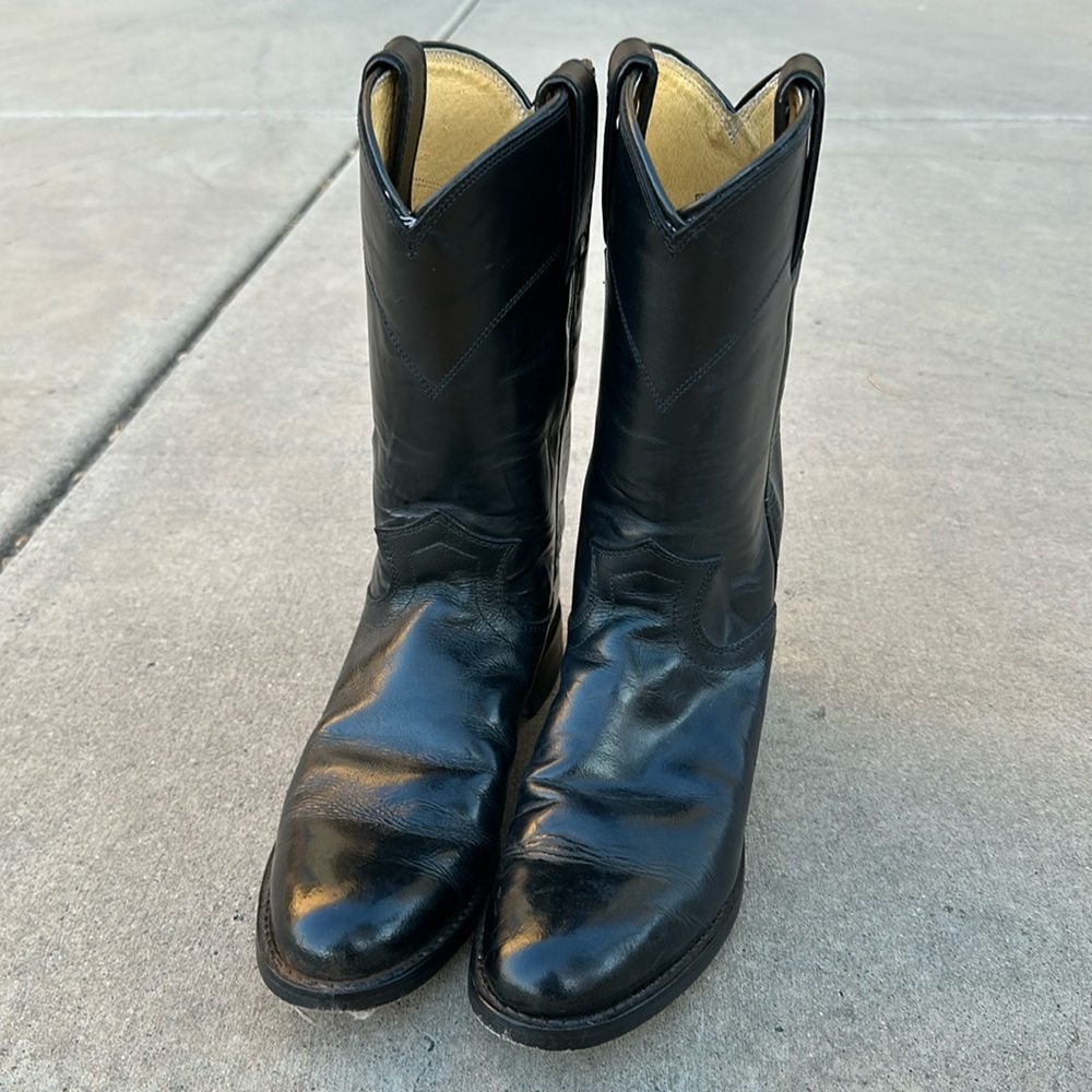 JUSTIN WOMEN'S ORIGINAL BLACK ROPER BOOTS - ROUND TOE